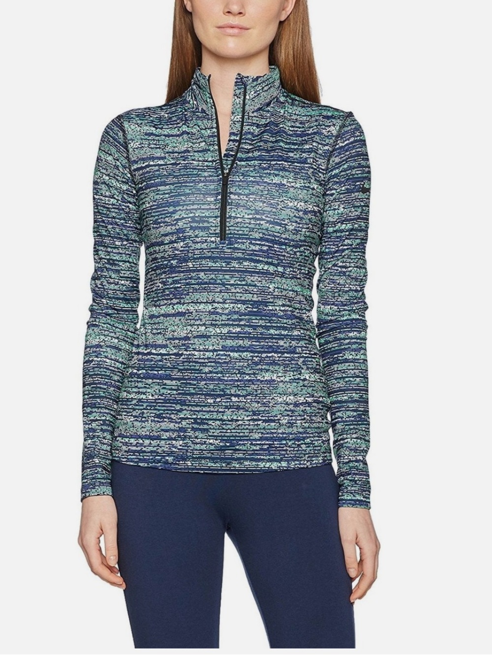 Nike Dri-FIT 1/2 Zip Pullover Women’s S Blue Green Long Sleeve Running Top Large
